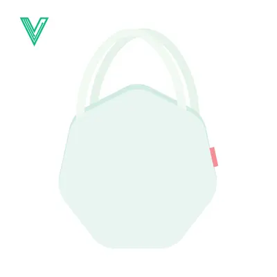 Minimalist Light Blue Hexagonal Tote Bag Isolated on White Background