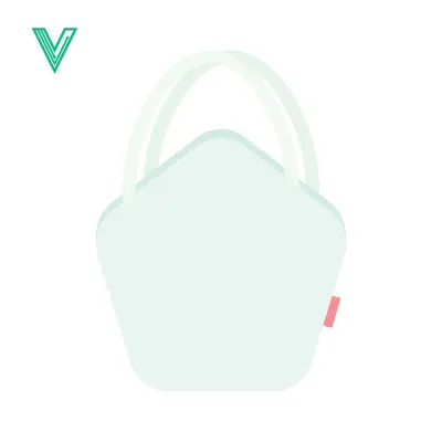 Minimalist Light Blue Tote Bag with Pink Tag
