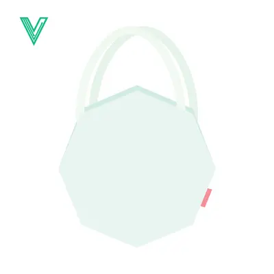 Minimalist Light Blue Hexagonal Handbag with White Handles