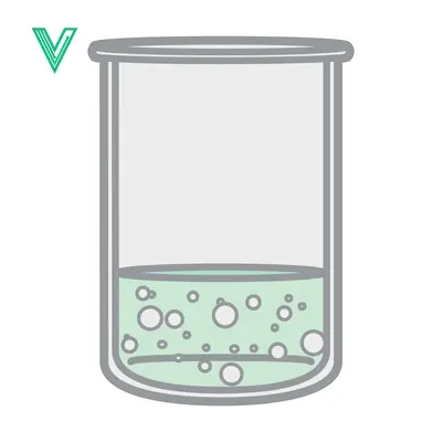 Bubbling green liquid in a laboratory beaker