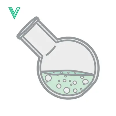 Simple illustration of a laboratory flask with green liquid and bubbles