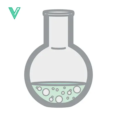 Simple Illustration of a Round Bottom Flask with Bubbles