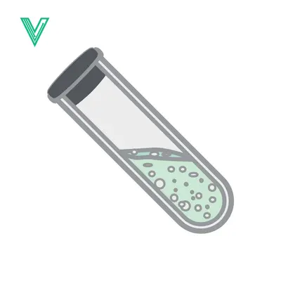 Test tube with green liquid and bubbles