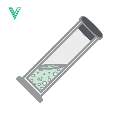 Bubbling green liquid in a tilted laboratory test tube with a stopper