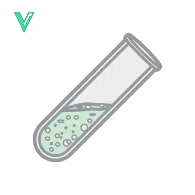 Test tube with green liquid and bubbles