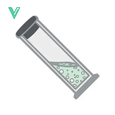 Illustration of a laboratory beaker with green liquid and bubbles