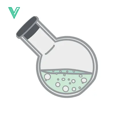 Simple illustration of a round-bottom flask with green liquid and bubbles