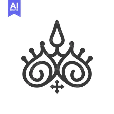 Aset desain premium: Abstract Floral Design with a Cross at the Bottom