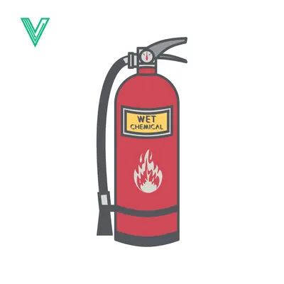 Red Wet Chemical Fire Extinguisher with Hose and Label