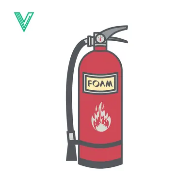 Red Foam Fire Extinguisher with Hose and Flame Symbol