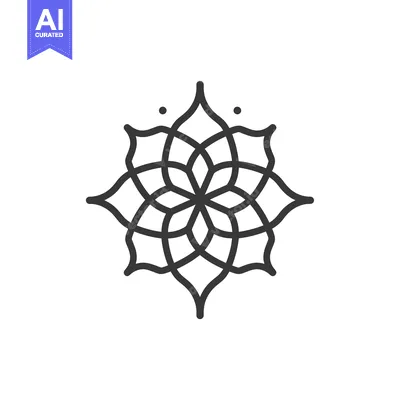 Aset desain premium: Abstract Floral Design with Intertwined Petals and Dotted Center