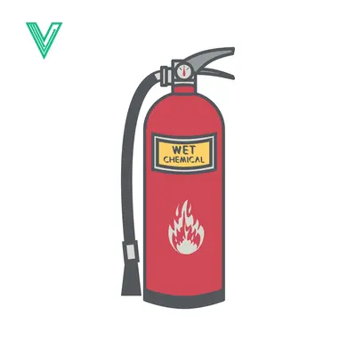 Red Wet Chemical Fire Extinguisher with Flame Symbol