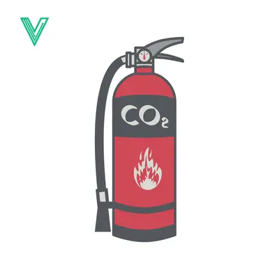 CO2 Fire Extinguisher Icon with Flames
