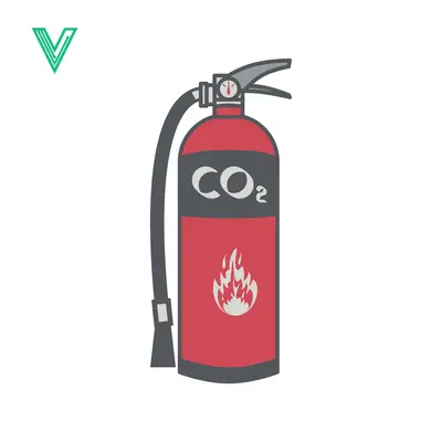 Red CO2 Fire Extinguisher with Flame Symbol