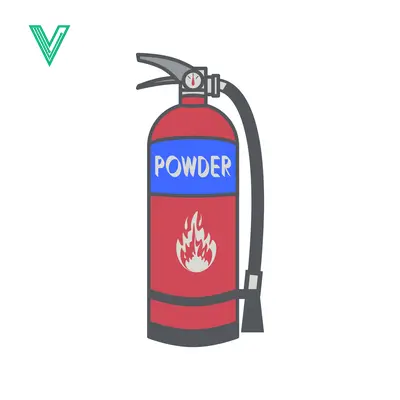 Red Powder Fire Extinguisher with Blue Label and Flame Icon