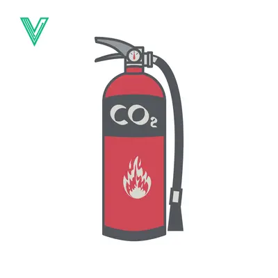 CO2 Fire Extinguisher with Flame Icon and Hose