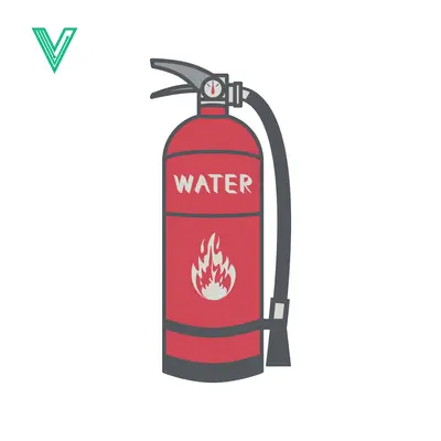 Red Water Fire Extinguisher with Flame Symbol