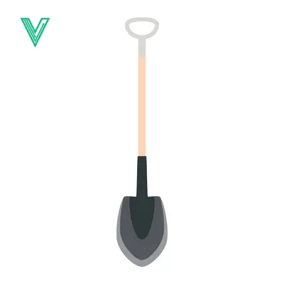 Illustration of a Garden Shovel with Wooden Handle