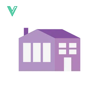 Simple Purple House Illustration with White Windows and Door
