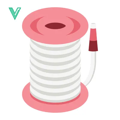 Illustration of a spool of white wire with a pink spool and handle