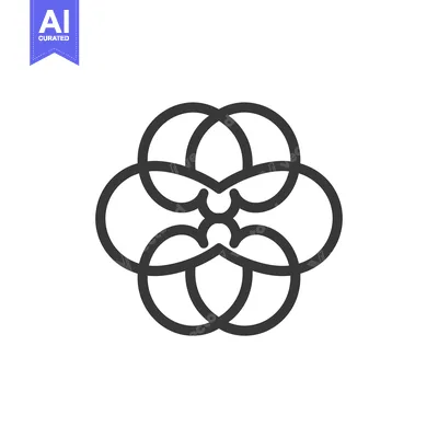 Aset desain premium: Abstract Flower Symbol with Intertwined Circles