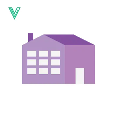 Modern Purple House Icon with Windows and Door