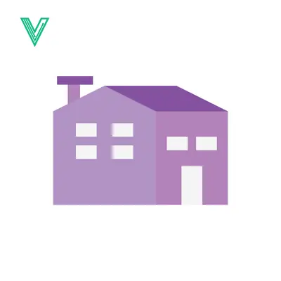 Modern Purple House Icon with Chimney and Windows