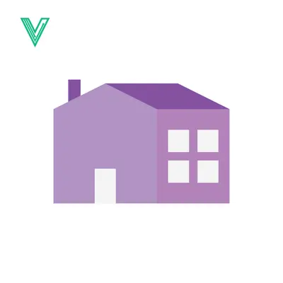 Simple Purple House Icon with Chimney and Windows