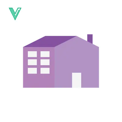 Premium design asset: Minimalist Purple House Icon with Windows and Door