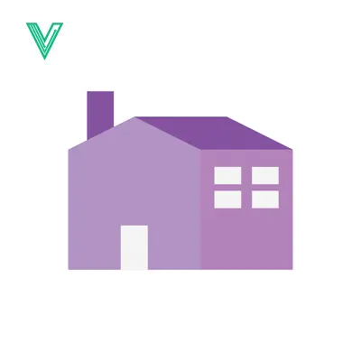 Simple Purple House Icon with Chimney and Windows