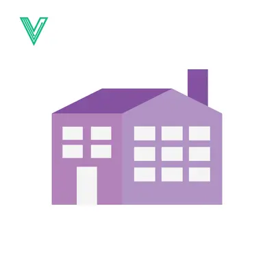 Simple Purple House Icon with Chimney and Windows