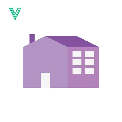 Minimalist Purple House Icon with Chimney and Windows
