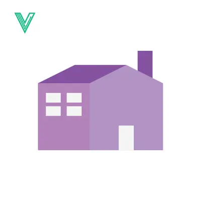 Minimalist Purple House Icon with Chimney and Windows