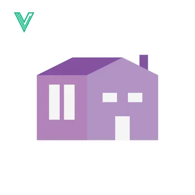 Simple Purple House Icon with Windows and Chimney
