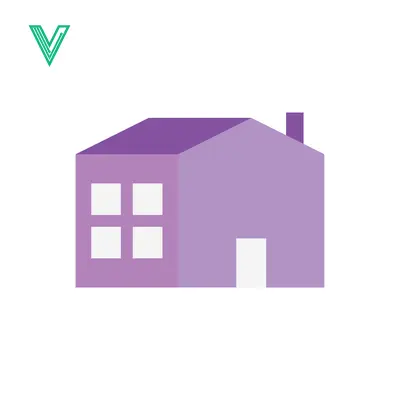 Minimalist Purple House Icon with Chimney and Windows