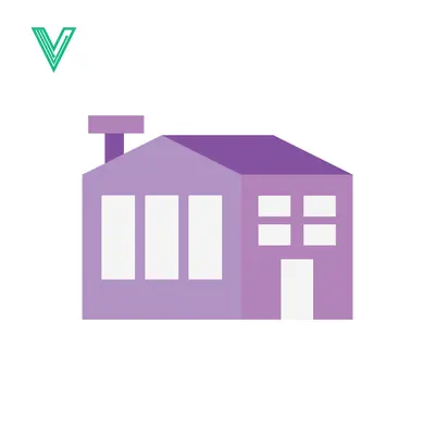 Modern Purple House Icon with Chimney and Windows