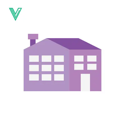 Modern Purple House Icon with Chimney and Windows