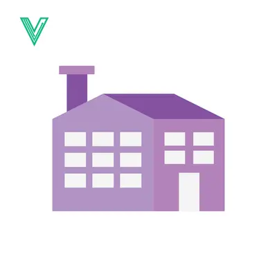 Aset desain premium: Minimalist Purple House Icon with Chimney and Windows