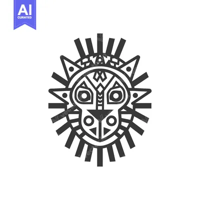 Aset desain premium: Abstract Geometric Animal Mask with Sun Rays