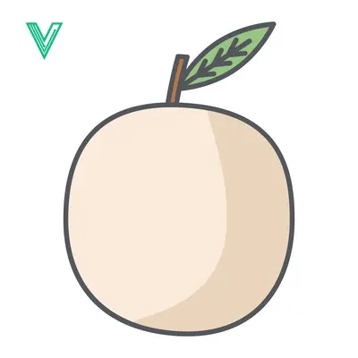 Aset premium populer: Simple Illustration of a White Peach with a Leaf and Stem