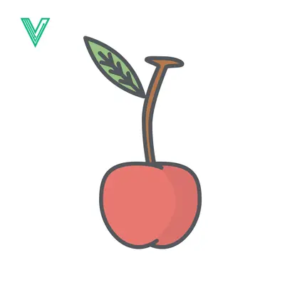 Simple Red Cherry with Stem and Leaf Illustration