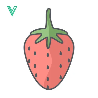 Simple Strawberry Illustration with Green Stem and Leaves