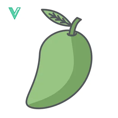 Green Mango Fruit Illustration with Leaf and Stem