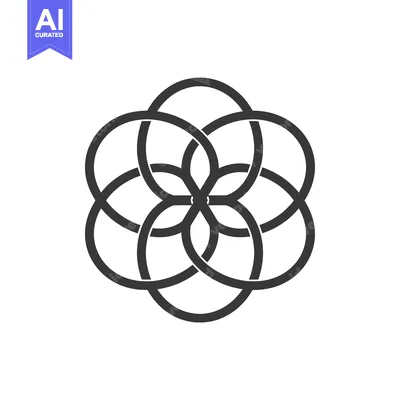 Abstract geometric black and white floral design with overlapping circ