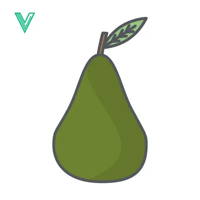 Simple Green Pear Illustration with Leaf