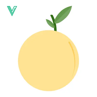Simple illustration of a ripe yellow peach with green leaves