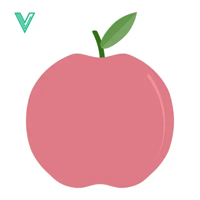 Simple Pink Apple Illustration with Green Leaf