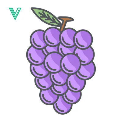 Illustration of a Bunch of Purple Grapes with a Leaf
