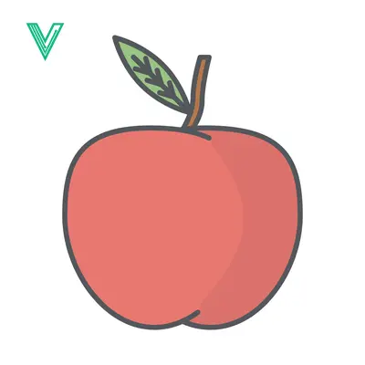 Simple Red Apple with Leaf and Stem Illustration