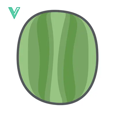 Stylized Illustration of a Watermelon Slice with Green Stripes